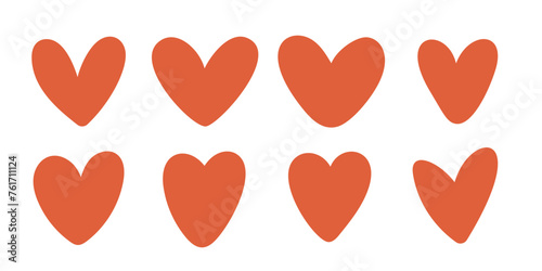 Boho hearts. Set of children elements in boho style for baby shower, party, poster, nursery decor. Vector stock illustration.