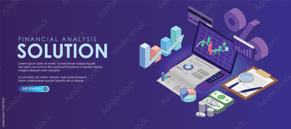 Financial Analysis Isometric Concept