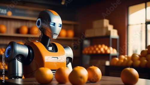 Robot counts oranges in a store
