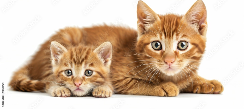 Bornean bay cat and kitten portrait with room for text, ideal for search relevance