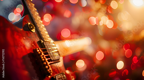 Bokeh music background with piano, copy space 