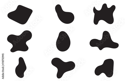 Organic blobs set icon. Random shapes cube drop