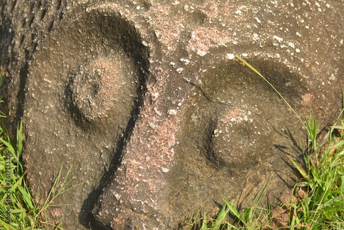 Detail image tantaduo megalithic site in Indonesia's Behoa Valley, Palu, Central Sulawesi.