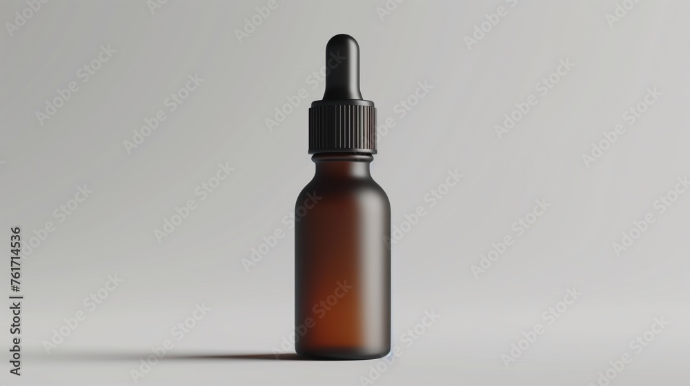 Clean bottle of cosmetic dropper glass on white background, Suitable for collagen serum and vitamin bottle, cosmetic mockup package.