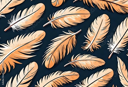 a vector style pattern of various simple bird feathers