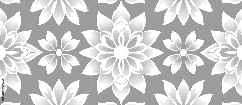 Geometric floral design. pattern with seamless white and gray motif. Ideal for textiles and print.