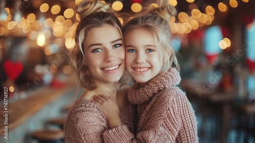 Mother and Daughter Embracing With Heart