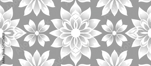 Geometric floral design. pattern with seamless white and gray motif. Ideal for textiles and print.