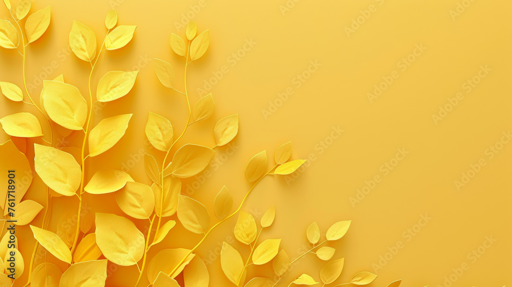 Fototapeta premium Yellow background paper art wallpaper. 