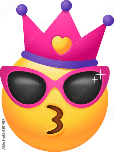 Cute Queen Wearing Sunglasses Emoticon Icon