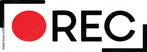 Recording sign icon. Red logo camera video recording symbol, rec icon photo