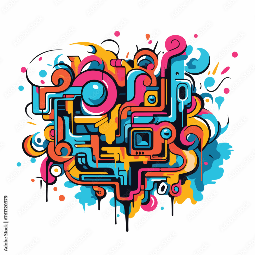 Colorful abstract graffiti illustration for t-shirt