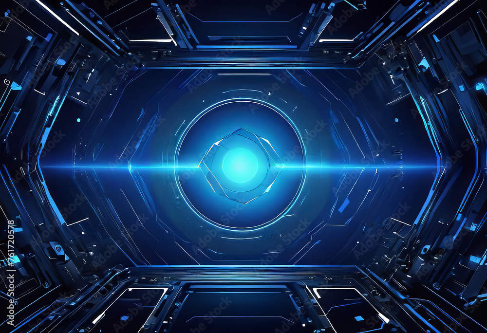 Fototapeta premium Technology background with surface lines and dots. desktop wallpaper, Modern dark blue geometric banner background. vector illustration.