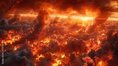 Explosive energy of fireball radiates heat and light