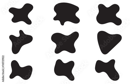 Organic blobs set icon. Random shapes cube drop