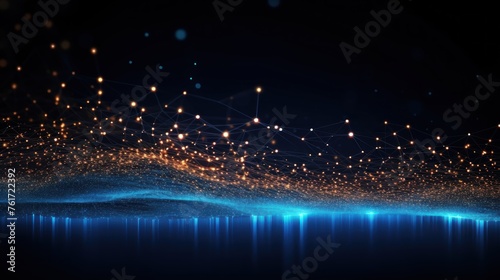 Futuristic abstract background with technology particles in a state of flux, symbolizing the ever changing landscape of technological evolution photo