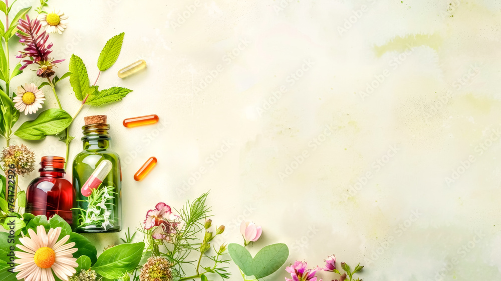 Herbal medicine and natural supplements banner