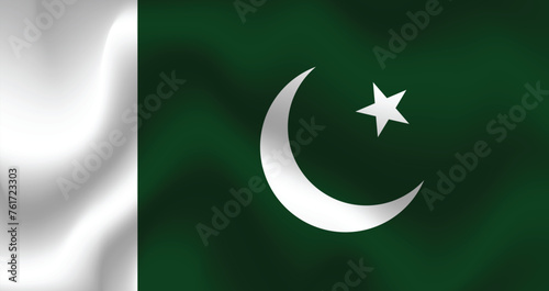 Flat Illustration of the Pakistan national flag. Pakistan flag design. Pakistan wave flag. 