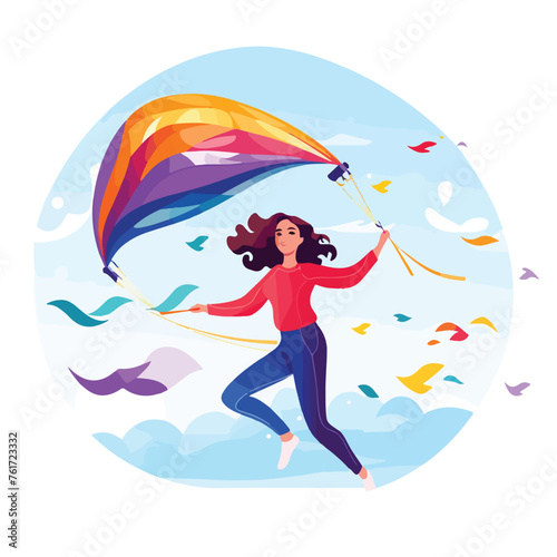 Colorful kite flying in the sky illustration ideal