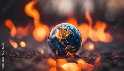 Global warming concept - earth on fire