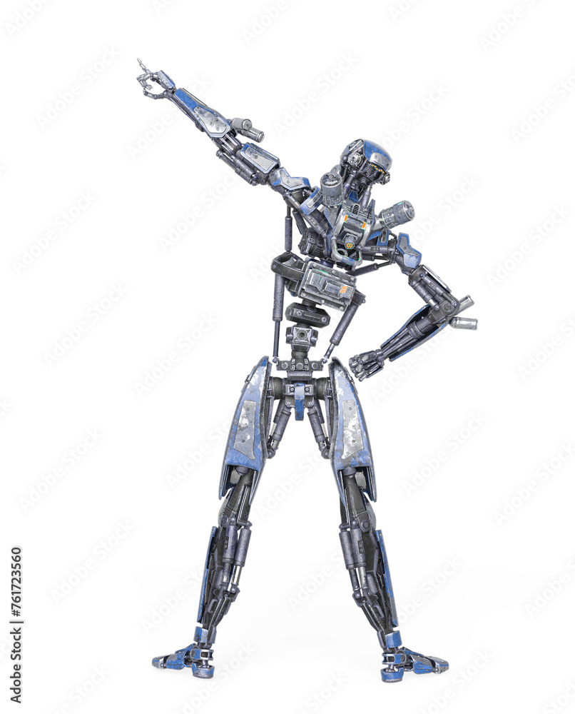 apocalypse cyborg is pointing up to the stars like a comic hero on rear view apocalypse cyborg is pointing up to the stars like a comic hero on rear view