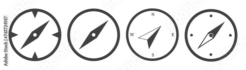 Simple set of compass icons. Set of compass symbols on white isolate