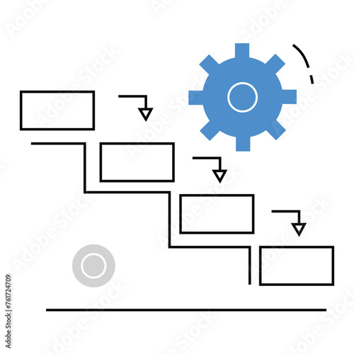 Waterfall Method Illustration. Sequential Project Development Approach. Visual depiction of the classic waterfall method emphasizing step-by-step progression in project development.