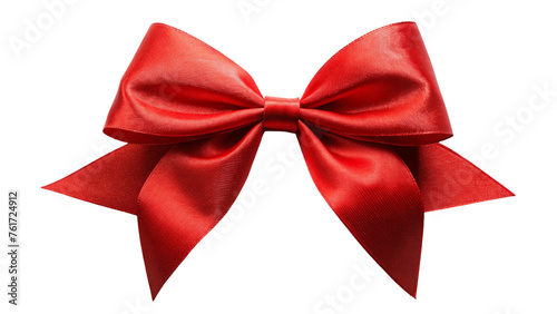 Beautiful big bow made of red ribbon isolated on Transparent background.