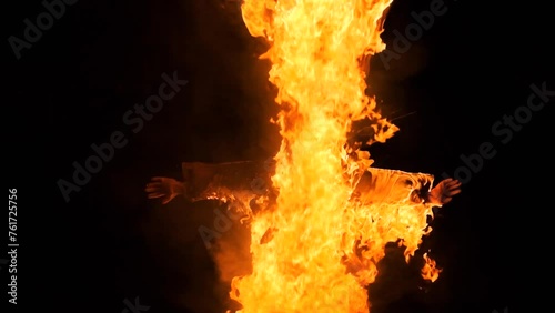Burning an effigy of the victim at the stake.Witch rituals,Halloween.Burning witches in the dark is a religious tradition.A nightmare,horror.The mystery of evil,magic and mysticism.Esoteric sacrifice