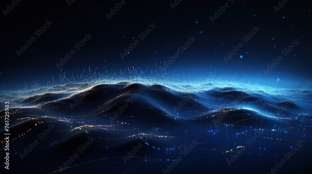 Futuristic abstract background with technology particles in a state of flux, symbolizing the ever changing landscape of technological evolution