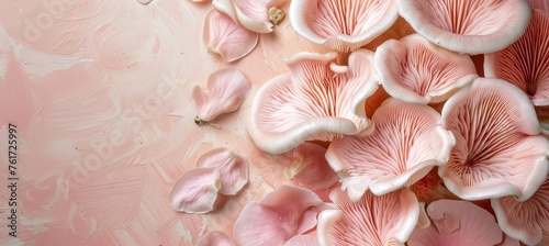 Oyster mushroom pleurotus ostreatus on elegant pastel colored background for captivating visuals