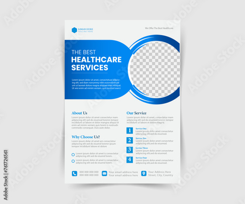 Corporate healthcare and medical cover and back page a4 flyer design template for print, Creative medical healthcare flyer poster template design. Corporate healthcare and medical flyer or poster desi