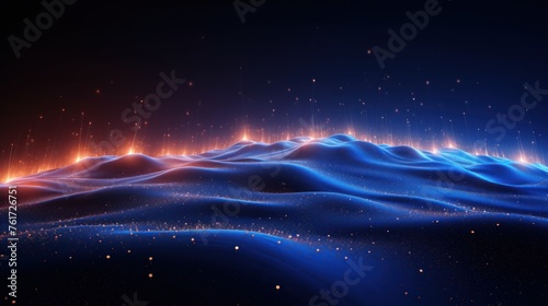 Futuristic abstract background with technology particles in a state of flux, symbolizing the ever changing landscape of technological evolution photo