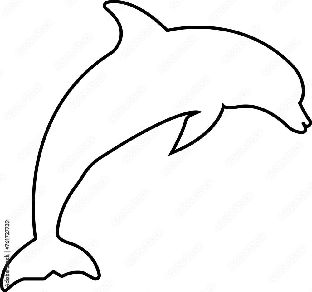Obraz premium Fish icon showing aquatic animals with various fins scales, tails and gills swimming in water. Design element for logo, label, sign. Black line vector isolated on transparent background.