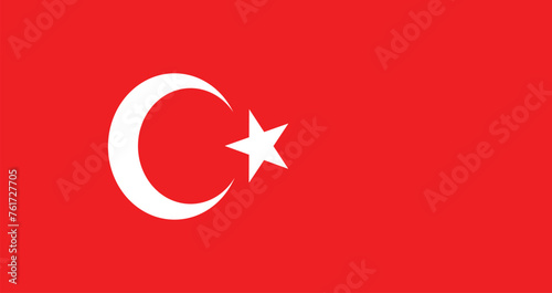 Flat Illustration of Turkey national flag. Turkey flag design. 
 photo