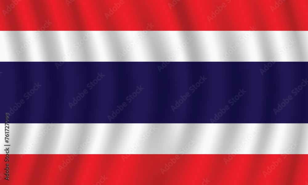 Fototapeta premium Flat Illustration of Thailand national flag. Thailand flag design. Thailand wave flag.