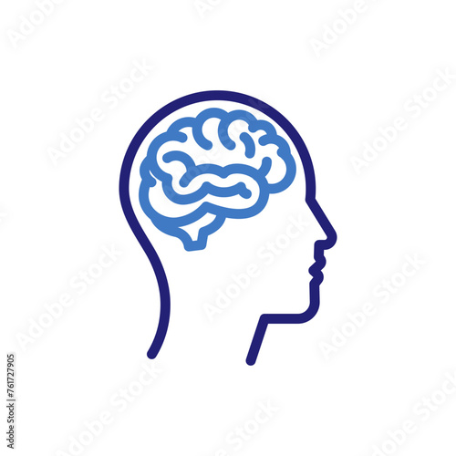 Profile of a person with a brain thin line icon. Vector illustration symbol for psychological insight, personality, and cognitive function concept