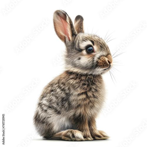Funny baby rabbit for Easter day on an isolated background, perfect for holiday and celebration-related designs.