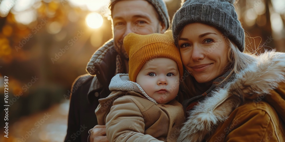 Obraz premium Man and Woman Holding Baby