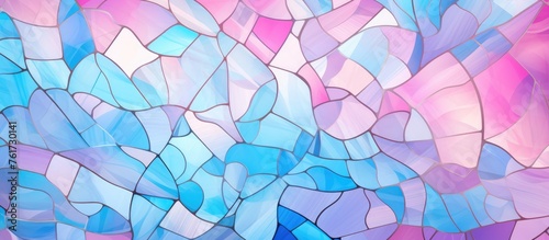 Abstract Mosaic Pattern in Light Pink and Blue Tones.