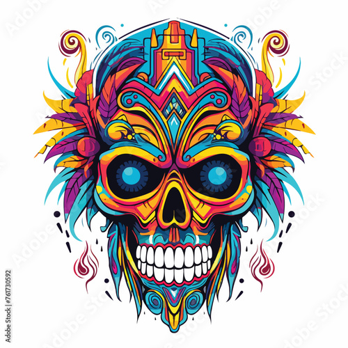 Cool abstract skull illustration for poster sticker