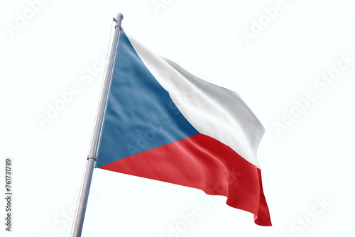Waving flag of Czech Republic in white background. Czech Republic flag for independence day. The symbol of the state on wavy fabric.