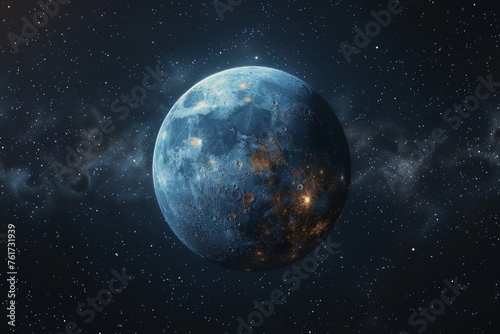 Planet Earth from outer space at night with city lights. 3d illustration © Александр Лобач