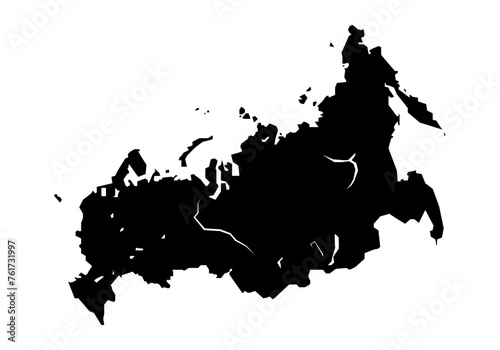 Silueta del mapa de Rusia en negro