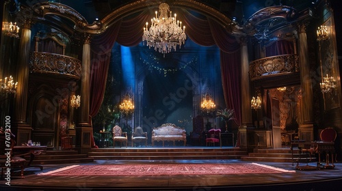 A stage design inspired by a particular era in history, incorporating period-specific elements and decor. photo