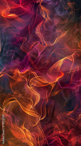 Color smoke. Paint water mix. Fire flame. Red yellow burning glowing glitter texture on dark black. Abstract art background
