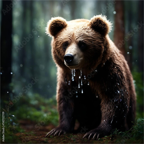 Bear and splashes of water. photo