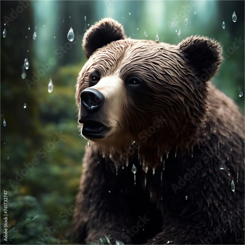Bear and splashes of water. photo