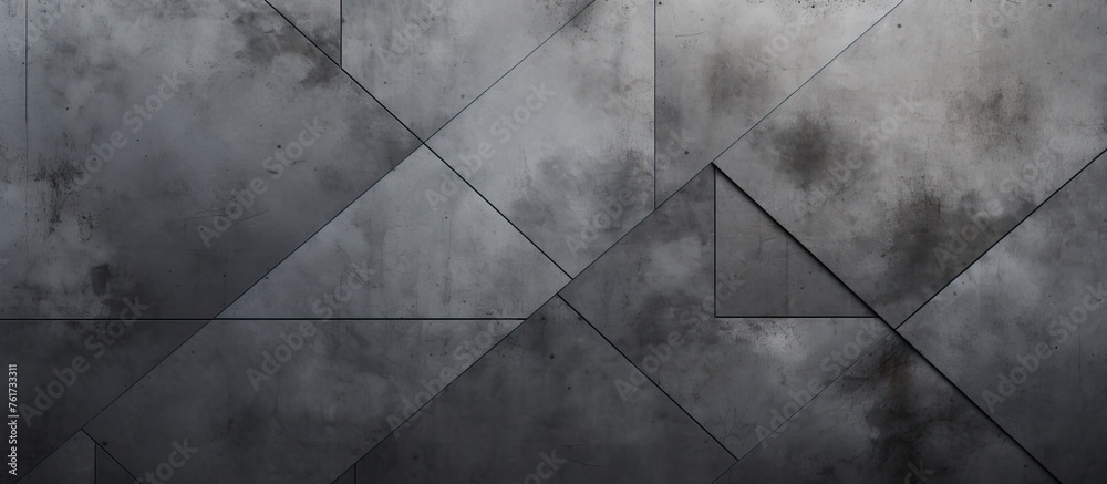 A close up of a grey wall with a geometric pattern of triangles and rectangles, resembling a monochrome photography with tints and shades, against a dark sky with clouds A close up of a grey wall with a geometric pattern of triangles and rectangles, resembling a monochrome photography with tints and shades, against a dark sky with clouds