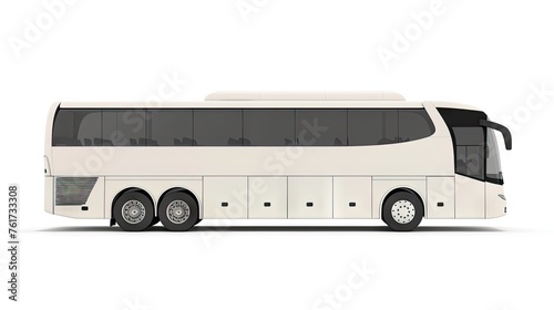 premium isolated image of a big white tour bus from the side. Perfect for travel brochures and tour company advertisements!